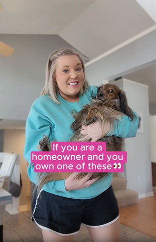 Customer holding their pet next to a Colorfil air filter